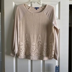Democracy Lace and Knit Top S